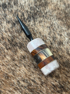 TangDanglers EDC "Buck Spike" and Knot Tool with Brass, Ironwood, and Multi-Color Copper Swirl Resin Split