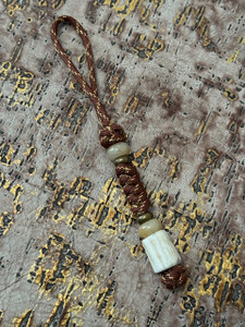 Yellow Jade, Brass, and Handmade Elk Antler Bead Paracord Knife Lanyard