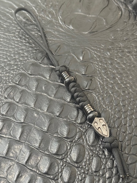 Blackout Series Metal Cross Shield with Spiral Column Accent Beads