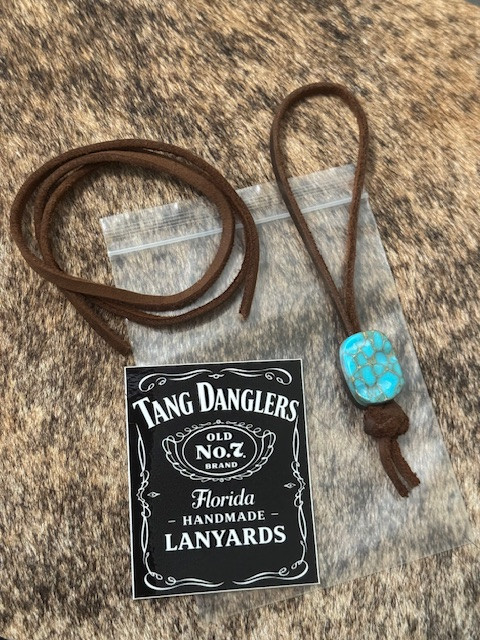 Deployment Series Gold Web Turquoise Tru-Stone & Pheasant Wood EDC Bead with Leather Cordage