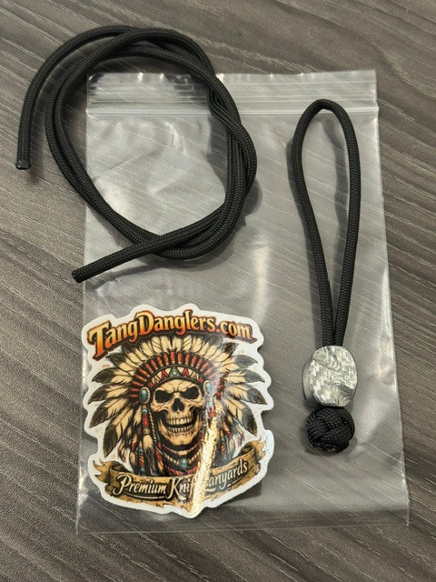 Deployment Series Hand Sculpted Silver Carbon Fiber Bead with Starter Lanyard and Extra Cordage