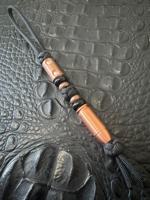 Straight Shooter Copper Cartridge & Column Bead Lanyard with Diamond Knots
