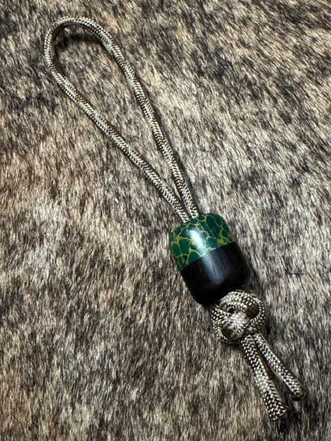 Handmade Arizona Jade and Ziricote 50/50 EDC Bead (Cordage Included)