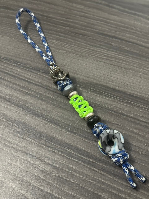Handmade Reactive G-Carta Infinity Bead Lanyard Cobra Wrap and Anubis Guardian Bead On Multi-Color Paracord
