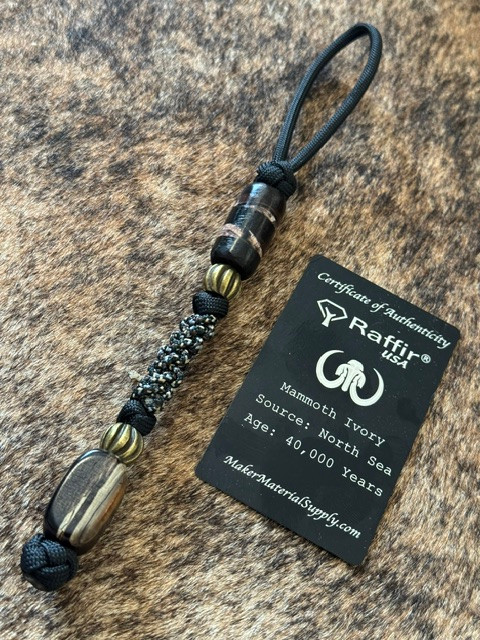 Handmade paracord knife lanyard with exotic wood bead &mdash; EDC knife accessory from Tang Danglers