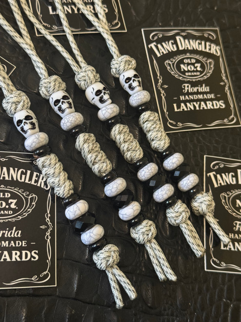 TangDanglers Whiteout Series Arctic Paracord Knife Lanyard with Skull Bead & Accents