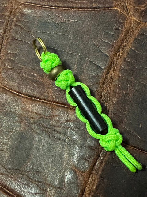 Survival Series "Last Resort" High Visibility Green Mini Cord Keychain with Integrated Ferro Rod