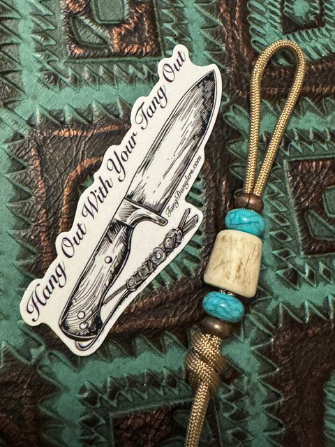 DIY Coyote Brown Paracord Knife Lanyard Kit with Polished Elk Antler Bead, Turquoise, and Copper Accent Spacers