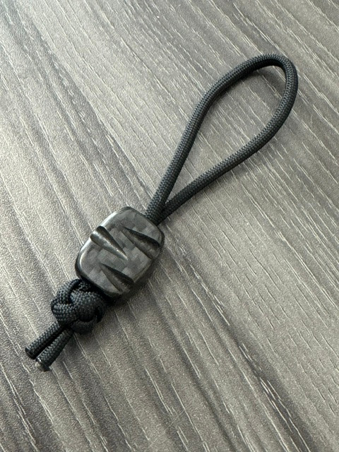 Deployment Series Sculpted Black Carbon Fiber EDC Bead with Cordage