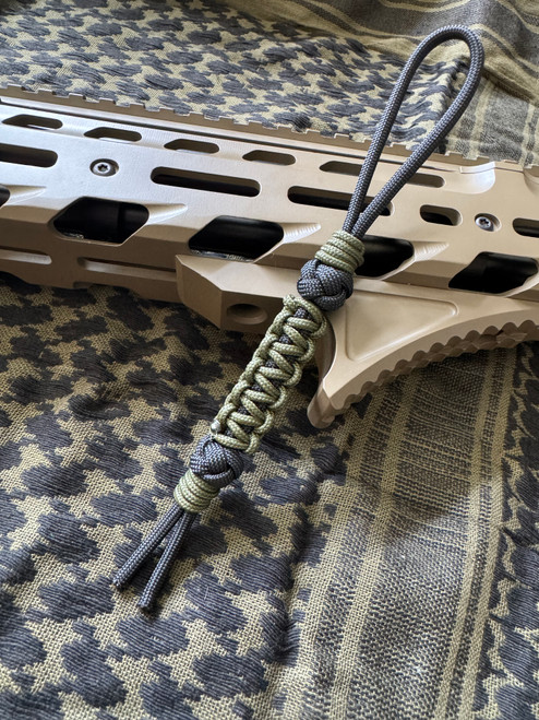 Tactical Collection Back 550 Cord Knife Lanyard with OD Green Mini Cord Cobra Wrap