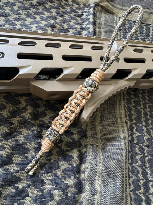 Tactical Collection Jungle Camo 550 Cord Knife Lanyard with Coyote Tan Mini Cord Cobra Wrap