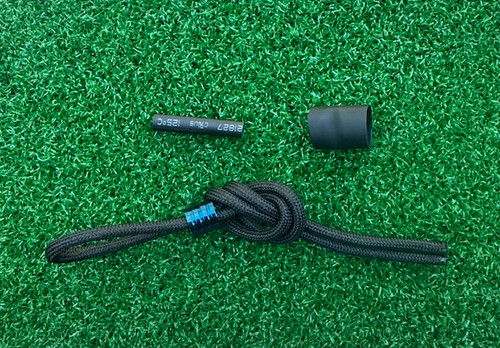 DIY Knife Lanyard Kit - Black Paracord with Polished Blue Metal Bead