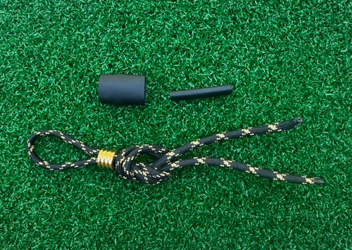 DIY Knife Lanyard Kit - Black and Gold Paracord with Polished Gold Finished Metal Bead