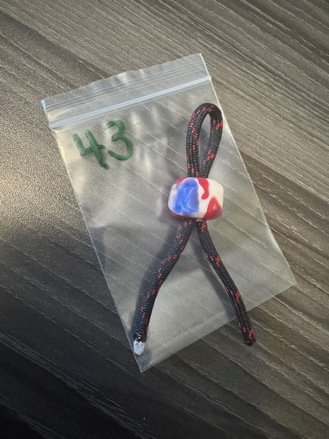 Abstract Acrylic Red, White, and Blue Patriotic Paracord Lanyard Bead