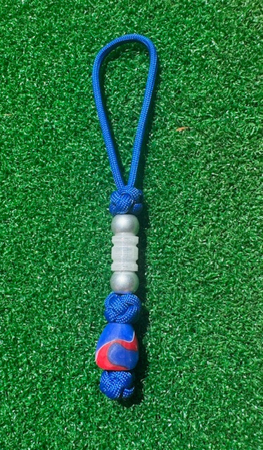 Freedom Collection Knife Lanyard with Red Glow Bead and American Flag Camo Acrylic Bead