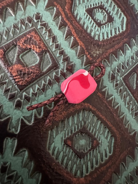 Pink, Red, and White Acrylic Knife Lanyard Bead