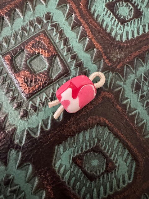 Red, White, and Pink Contoured Cylinder Acrylic Knife Lanyard Bead