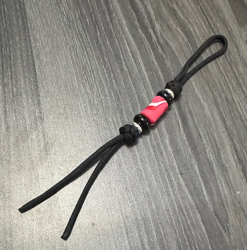 Pink Acrylic Spindle Bead Knife Nub with Black and Silver Accents