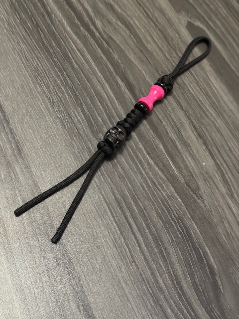 pink and skull bead knife lanyard