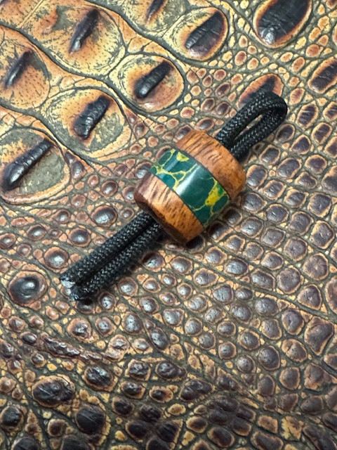 Koa Wood and Jade Tru Stone Large Hole EDC Lanyard Bead