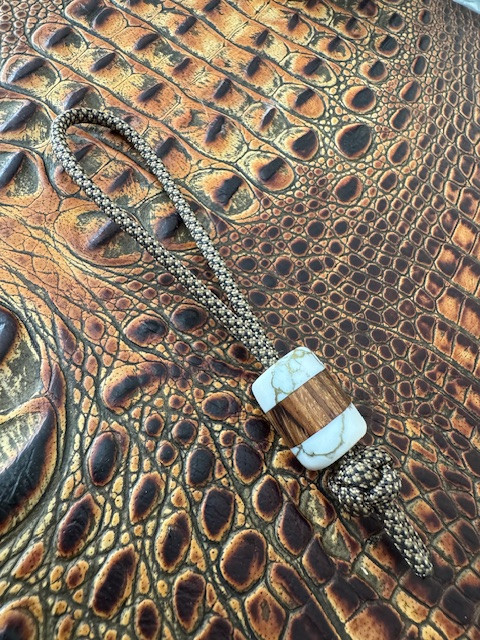 Handmade Gold Web Tru-Stone and Zebrawood Reverse Split Bead