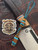 Grain Match Koa Wood and Black Web Turquoise Tru-Stone Reverse Split Bead Lanyard with Tiger's Eye and Brass Accents on Two-Tone Cordage