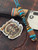 Grain Match Koa Wood and Black Web Turquoise Tru-Stone Reverse Split Bead Lanyard with Tiger's Eye and Brass Accents on Two-Tone Cordage