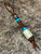 Traditional Leather and Elk Antler Lanyard with Turquoise and Two-Tone Shield Cross