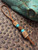 Gnarly Bark Elk Antler Bead Leather Knife Lanyard with Turquoise and Brass Accents