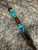 Leather Knife Lanyard with Handmade Jigged Bison Horn Bead Accented by Brass & Turquoise