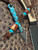 Premium Collection Leather and Highly Figured Handmade Amboyna Burl Bead Knife Lanyard Accented by Turquoise & Brass