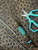 Coyote & Black Diamond Paracord Knife Lanyard with Snakewood, Brown Micarta, and Gold Web Tru-Stone Handmade Bead Accented by Turquoise Mini Cord Cobra Wrap