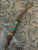 Leather Knife Nub with Red/Gold Web Tru-Stone and Malachite Tru-Stone Handmade Split Bead Accented by Brass Spirals, Red Jade, and Malachite Spacers