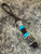 Leather and Gnarly Bark Elk Antler Shorty Knife Nub with Turquoise Accents