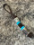 Leather and Gnarly Bark Elk Antler Shorty Knife Nub with Turquoise Accents