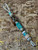 Handmade Gold Web Turquoise and Elk Antler Bead Lanyard with Engraved Brass Skull and Cobra Knot Wrap