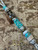 Handmade Gold Web Turquoise and Elk Antler Bead Lanyard with Engraved Brass Skull and Cobra Knot Wrap
