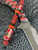 Handmade Buckeye Burl & Lava Flow Resin Bead Lanyard on Black & Red Diamond Paracord Accented by Red Jasper & Onyx