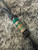 Curly Mango Wood, Arizona Jade Tru-Stone, and Lingum Vitae Wood Split Bead Knife Nub with Malachite & Brass Accents