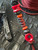Black & Red Two-Tone Lanyard with Fire Red Infinity Beads Accented by Lava Rock and Red Carnelian