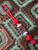 Patriot Collection Red Paracord Knife Nub with Rustic American Flag Layered Wood Handmade Bead Accented by White & Brass