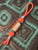 Orange Paracord Knife Nub with Polished Deer Antler & Orange Hyperglow Bead Accented by Mini Cord Noose Wrap and Brass Spacers