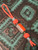 Orange Paracord Knife Nub with Polished Deer Antler & Orange Hyperglow Bead Accented by Mini Cord Noose Wrap and Brass Spacers