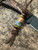 "Bootlegger" Jack Daniel's Whiskey Barrel & Shredded Money Resin Knife Nub on Leather Cordage with Copper & Tiger's Eye Accents
