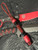 Handmade Red w/ Black Web Tru-Stone Bead Knife Lanyard with Faceted Black Accent Spacers with Red/Black Diamond Paracord