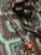Handmade Amboyna Burl Wood Knife Nub with Gunmetal Finished Metal Accent Beads