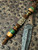 Leather & Tan Camo Mini Cord Corba Wrap Lanyard with Arizona Jade Tru-Stone and Koa Wood Handmade Beads Accented by Tiger's Eye and Brass