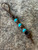 Leather Knife Lanyard with Turquoise, Copper Spacers, and 2 Charred Zebrawood Infinity Beads