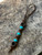 Leather Knife Lanyard with Turquoise, Copper Spacers, and 2 Charred Zebrawood Infinity Beads