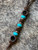 Leather Knife Lanyard with Turquoise, Copper Spacers, and 2 Charred Zebrawood Infinity Beads